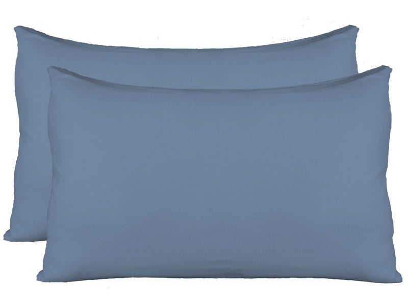 AUCOCU Extra Soft Jersey Knit Pillow Cases, Standard Size with Hidden Zipper, Soft Than Cotton, Pack of 2, Denim Blue - Image 1